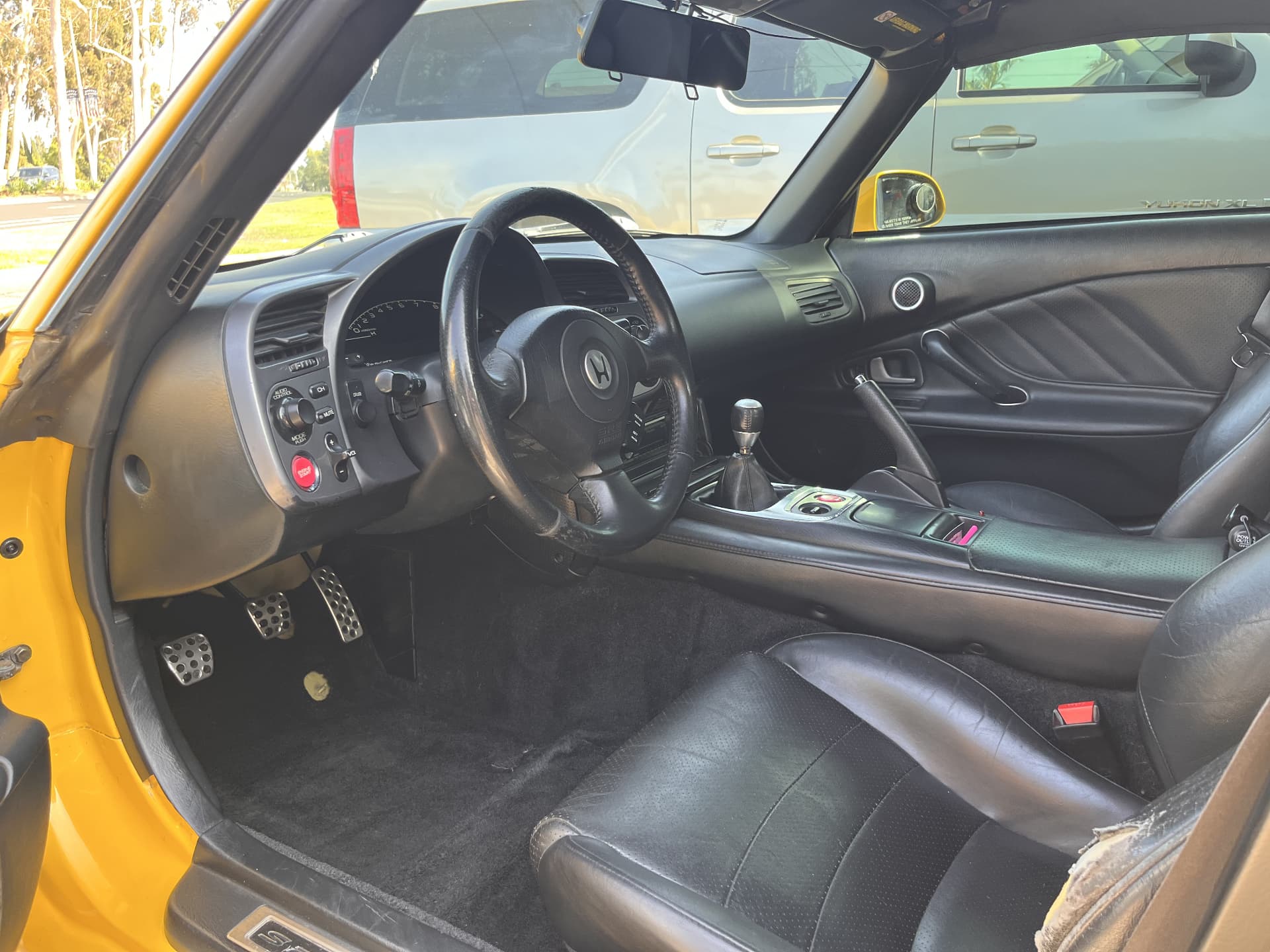 Vehicle interior upholstery cleaned by mobile detailer